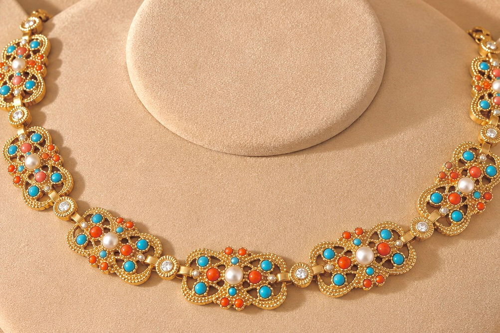 Vintage Pearl and Turquoise Necklace